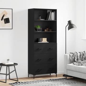  Highboard Black 69.5x34x180 cm Engineered Wood