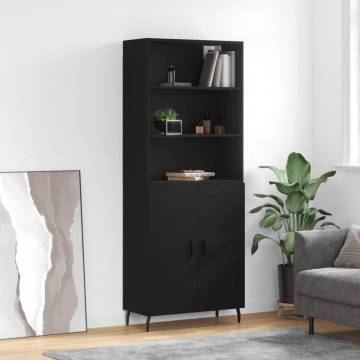  Highboard Black 69.5x34x180 cm Engineered Wood