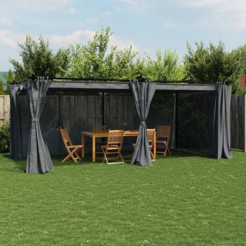  Gazebo with Curtains Anthracite 6x3 m Steel