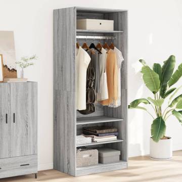  Wardrobe Grey Sonoma 80x50x200 cm Engineered Wood