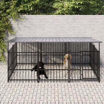  Outdoor Dog Kennel with Roof Steel 5.63 m²