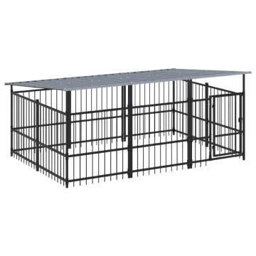  Outdoor Dog Kennel with Roof Steel 5.63 m²