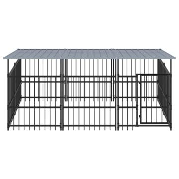  Outdoor Dog Kennel with Roof Steel 5.63 m²