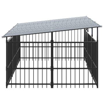  Outdoor Dog Kennel with Roof Steel 5.63 m²