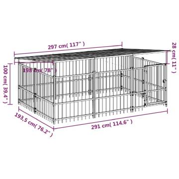  Outdoor Dog Kennel with Roof Steel 5.63 m²