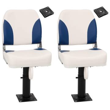  Boat Seats 2 pcs with Pedestal Height Adjustable 360° Rotatable