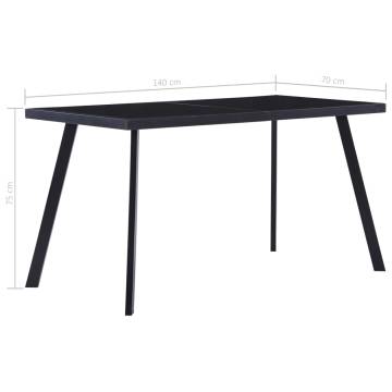  Dining Table Black 140x70x75 cm Tempered Glass