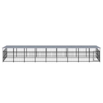  Outdoor Dog Kennel with Roof Steel 16.89 m²