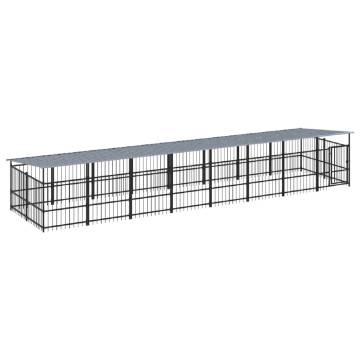  Outdoor Dog Kennel with Roof Steel 15.02 m²