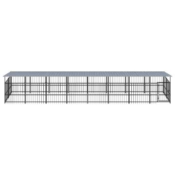  Outdoor Dog Kennel with Roof Steel 15.02 m²