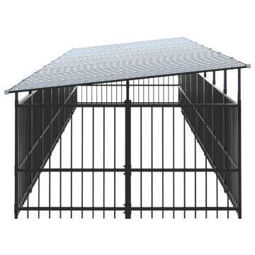  Outdoor Dog Kennel with Roof Steel 15.02 m²