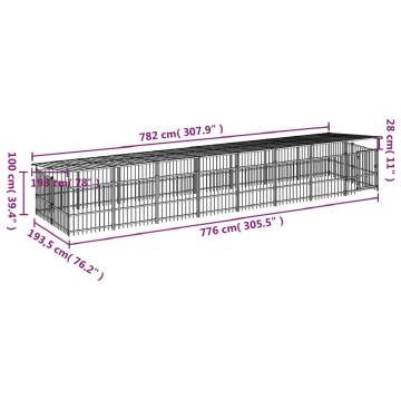  Outdoor Dog Kennel with Roof Steel 15.02 m²