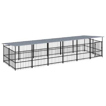  Outdoor Dog Kennel with Roof Steel 11.26 m²