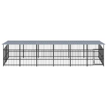  Outdoor Dog Kennel with Roof Steel 11.26 m²