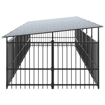  Outdoor Dog Kennel with Roof Steel 11.26 m²