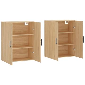  Wall Mounted Cabinets 2 pcs Sonoma Oak 69.5x34x90 cm