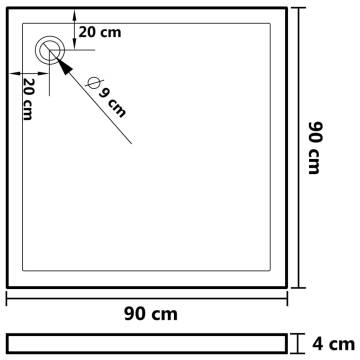 Shower Base Tray with Dots White 90x90x4 cm ABS