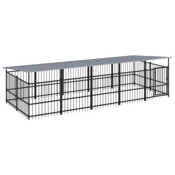  Outdoor Dog Kennel with Roof Steel 9.38 m²