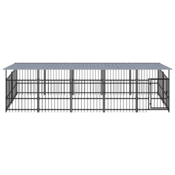  Outdoor Dog Kennel with Roof Steel 9.38 m²