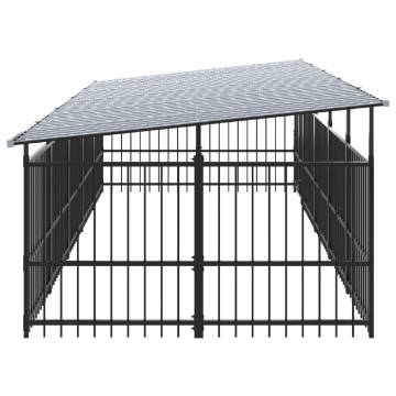  Outdoor Dog Kennel with Roof Steel 9.38 m²