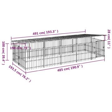  Outdoor Dog Kennel with Roof Steel 9.38 m²