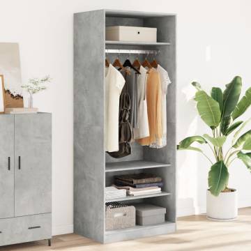  Wardrobe Concrete Grey 80x50x200 cm Engineered Wood