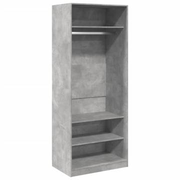  Wardrobe Concrete Grey 80x50x200 cm Engineered Wood