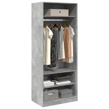  Wardrobe Concrete Grey 80x50x200 cm Engineered Wood