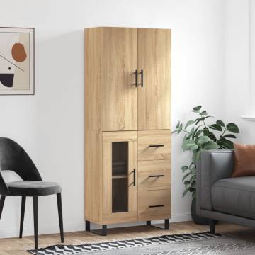  Highboard Sonoma Oak 69.5x34x180 cm Engineered Wood