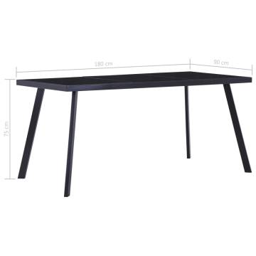  Dining Table Black 180x90x75 cm Tempered Glass