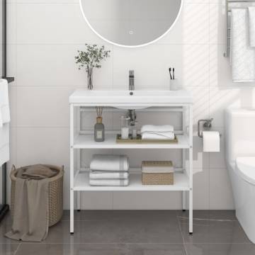  Bathroom Washbasin Frame White 79x38x83 cm Iron