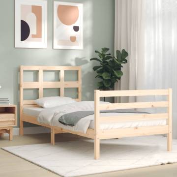 Bed Frame with Headboard 100x200 cm Solid Wood