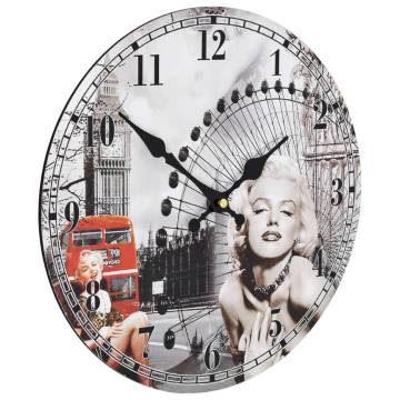  Vintage Wall Clock Marilyn Monroe 30 cm