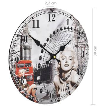  Vintage Wall Clock Marilyn Monroe 30 cm