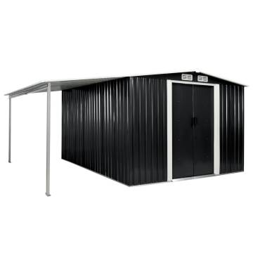  Garden Shed with Sliding Doors Anthracite 386x312x178 cm Steel