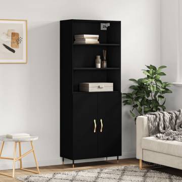  Highboard Black 69.5x34x180 cm Engineered Wood