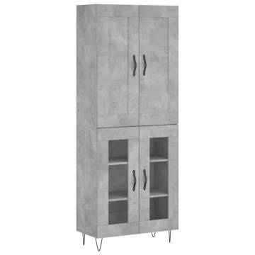  Highboard Concrete Grey 69.5x34x180 cm Engineered Wood