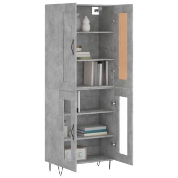  Highboard Concrete Grey 69.5x34x180 cm Engineered Wood