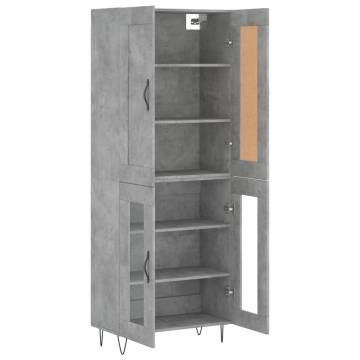  Highboard Concrete Grey 69.5x34x180 cm Engineered Wood