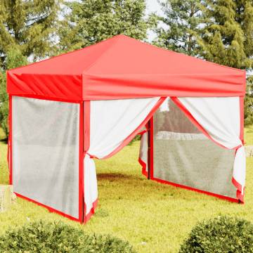  Folding Party Tent with Sidewalls Red 3x3 m