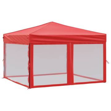  Folding Party Tent with Sidewalls Red 3x3 m