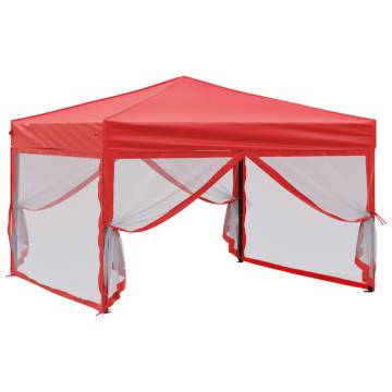  Folding Party Tent with Sidewalls Red 3x3 m