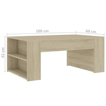  Coffee Table Sonoma Oak 100x60x42 cm Engineered Wood