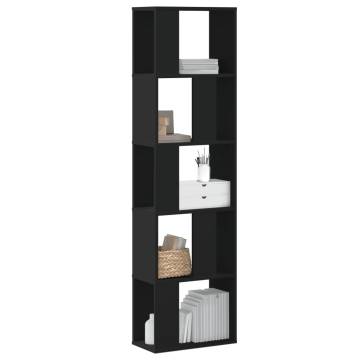  Bookcase 5-Tier Black 45x23.5x162.5 cm Engineered Wood