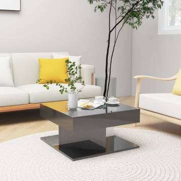  Coffee Table High Gloss Grey 57x57x30 cm Engineered Wood