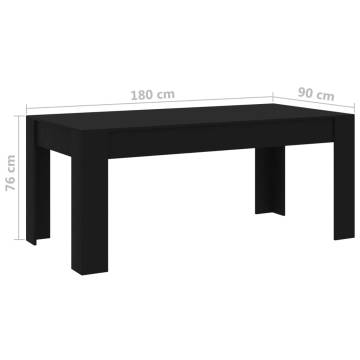  Dining Table Black 180x90x76 cm Engineered Wood