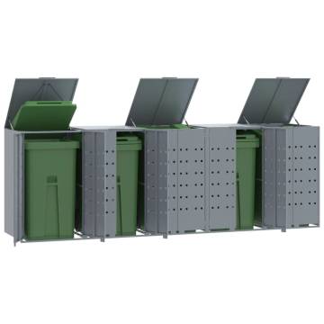  Wheelie Bin Storage for 5 Bins Grey 345x79x117 cm Steel