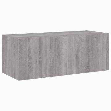 TV Wall Cabinet with LED Lights Grey Sonoma 80x35x31 cm