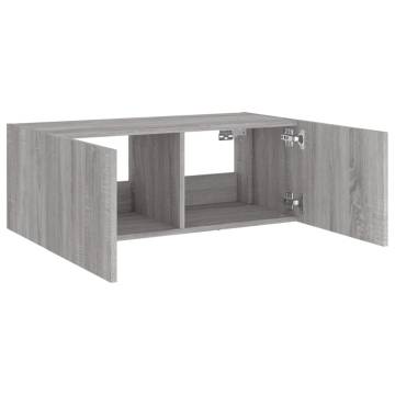 TV Wall Cabinet with LED Lights Grey Sonoma 80x35x31 cm