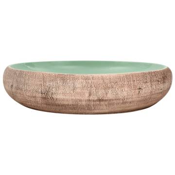  Countertop Basin Green and Brown Oval 59x40x15 cm Ceramic